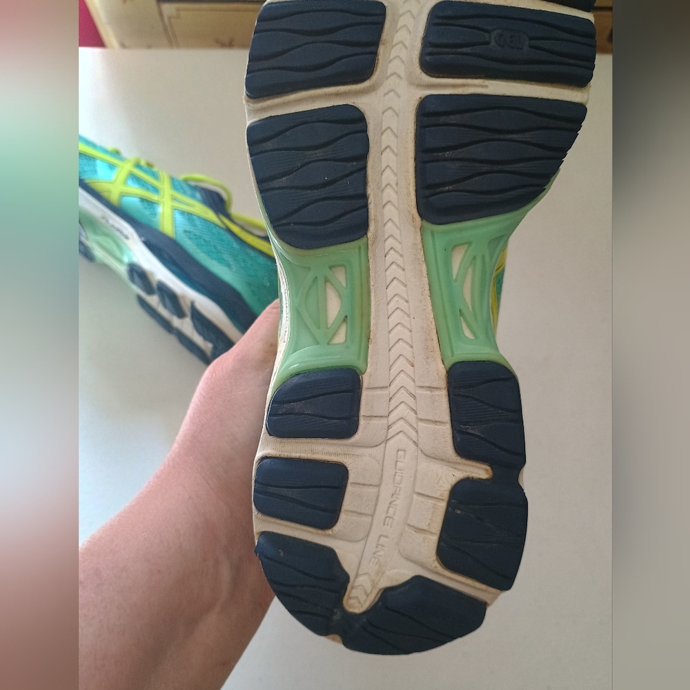 Asics Women's Teal Navy Neon Yellow Running Sneakers - Picture 9 of 12